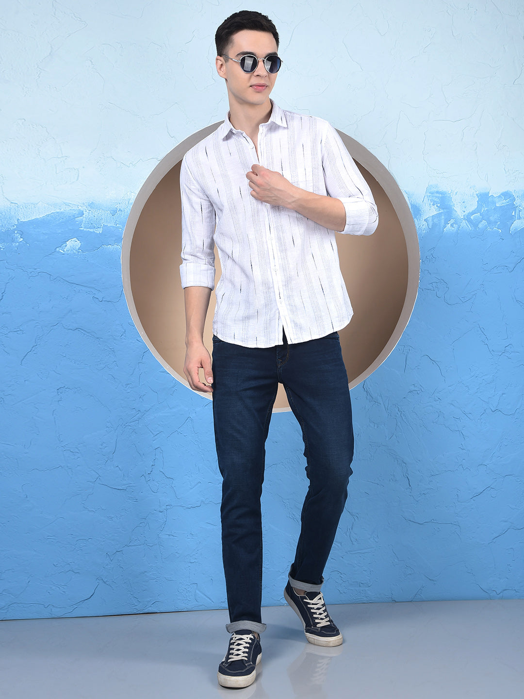 White Vertical Stripes 100% Cotton Kurta