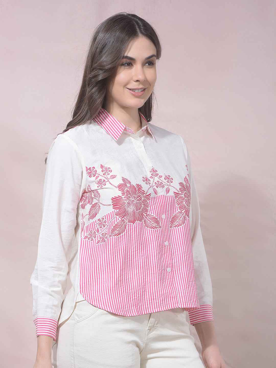 Pink Floral Print Shirt