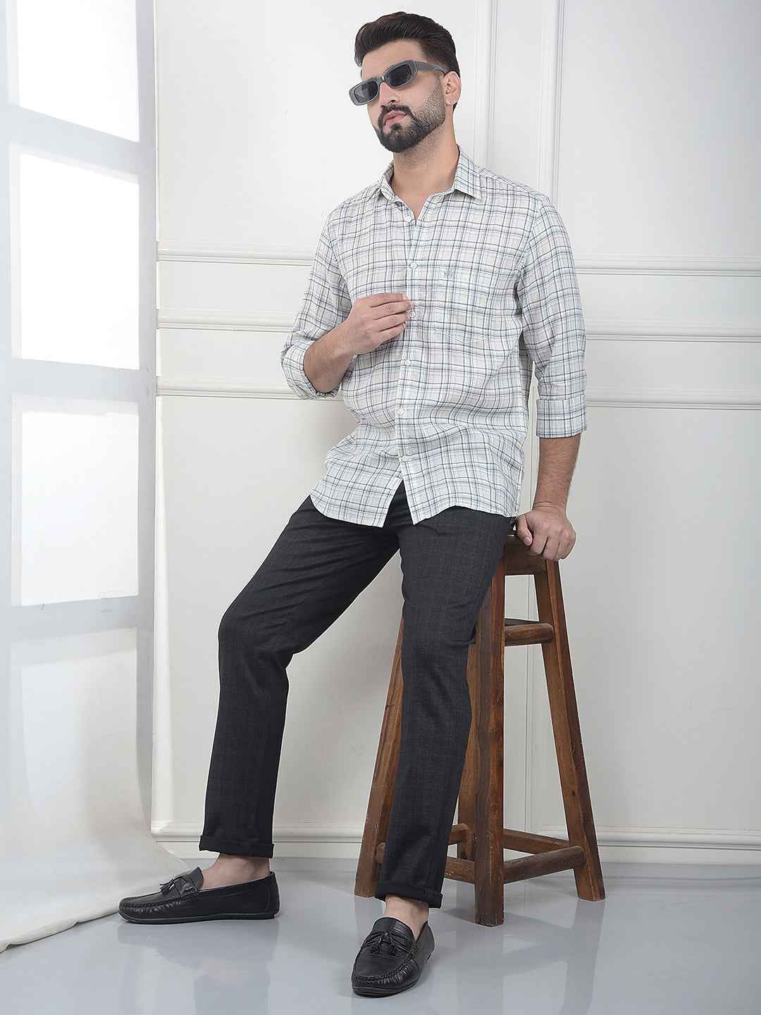 Brown Checked Knitted Trousers