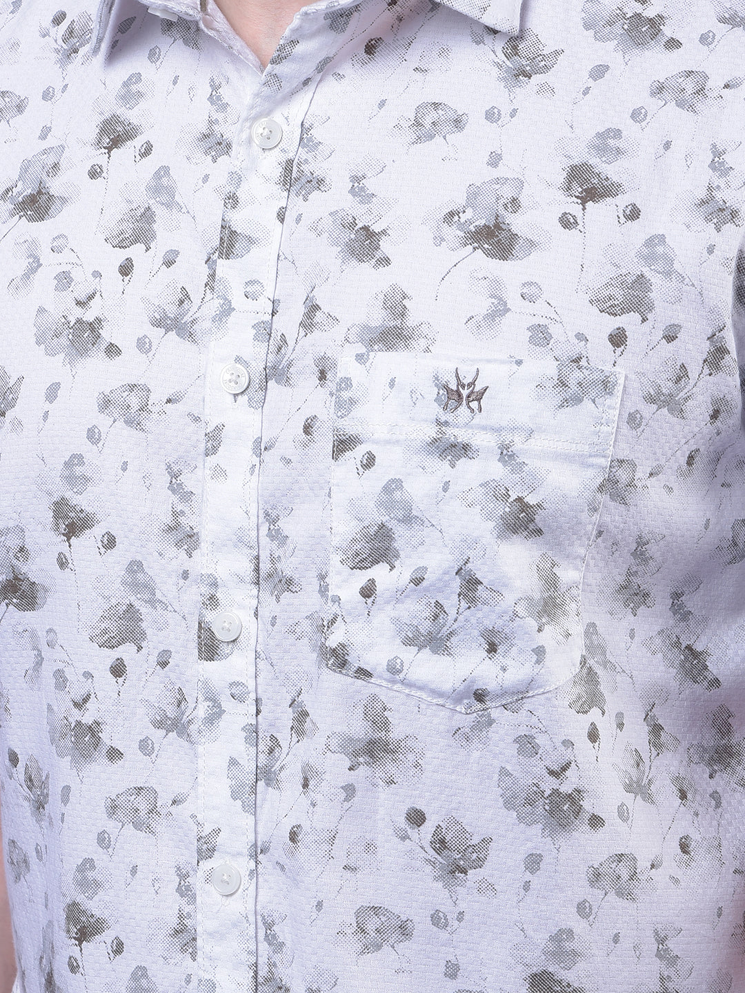 Olive Floral Print 100% Cotton Shirt