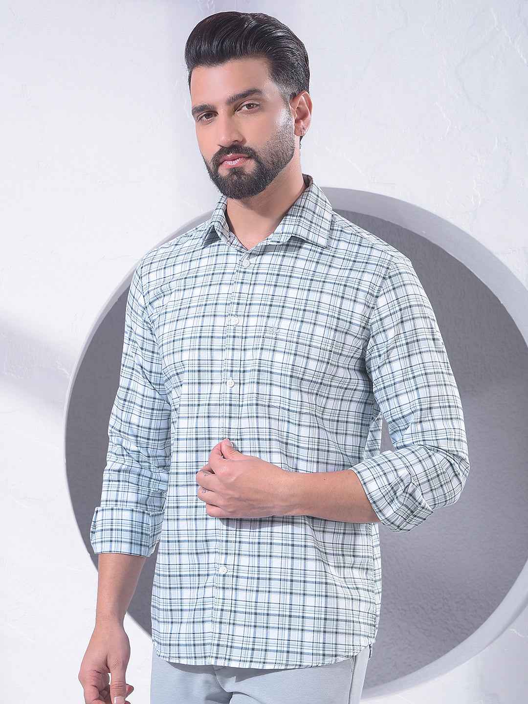 Green Checked 100% Cotton Shirt