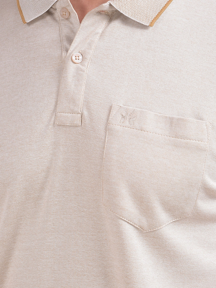 Beige Polo Neck T-Shirt