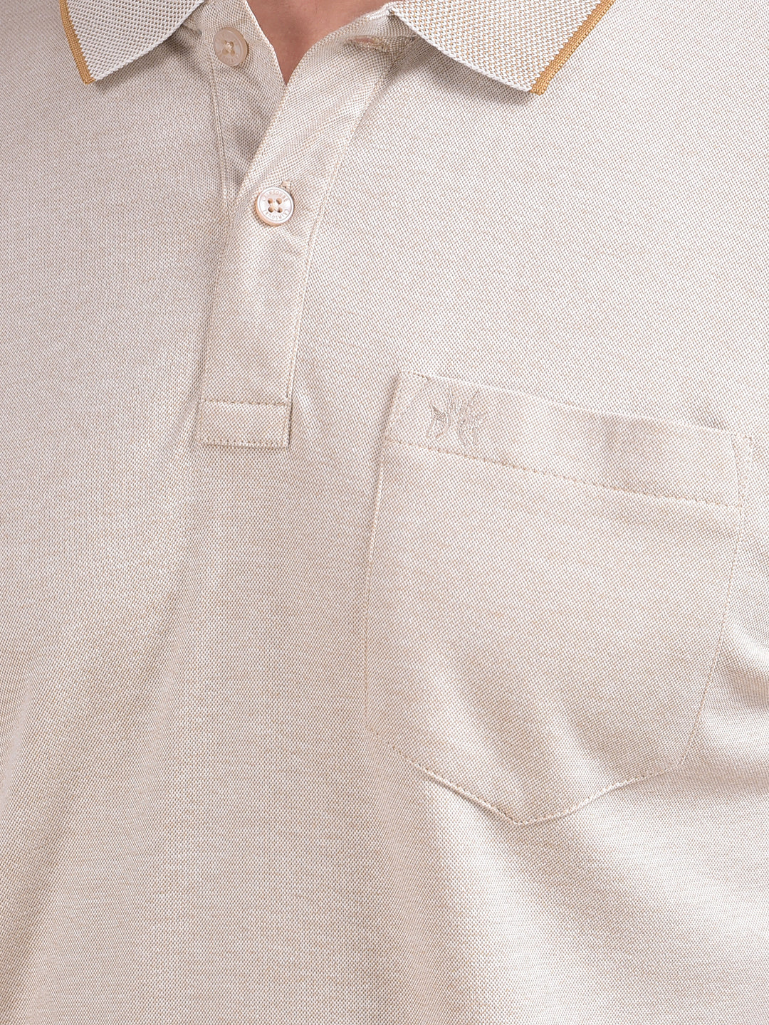 Beige Polo Neck T-Shirt