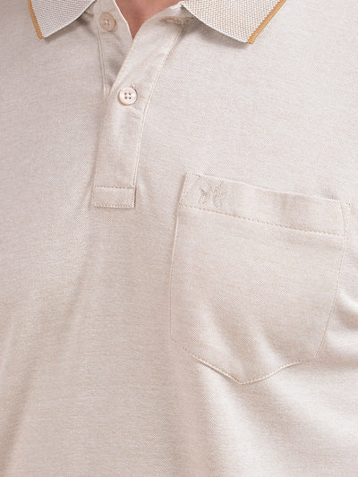 Beige Polo Neck T-Shirt