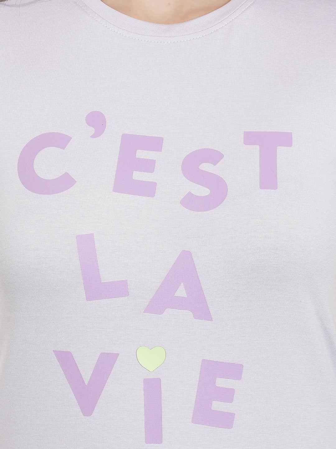 Purple Typographic Printed T-Shirt