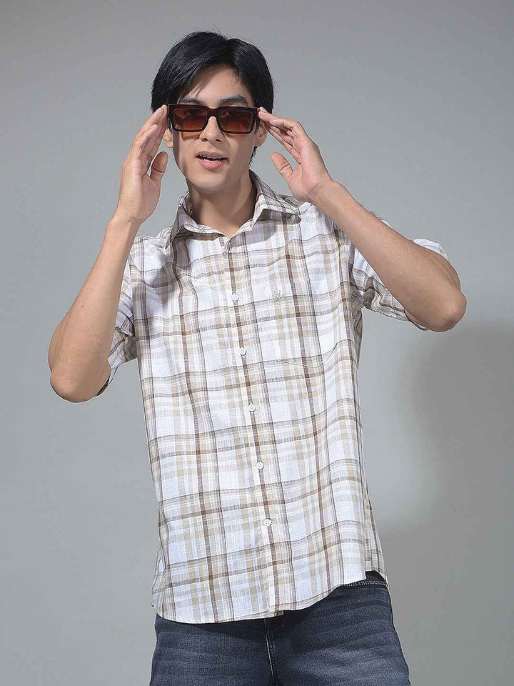 Brown Checked 100% Cotton Shirt