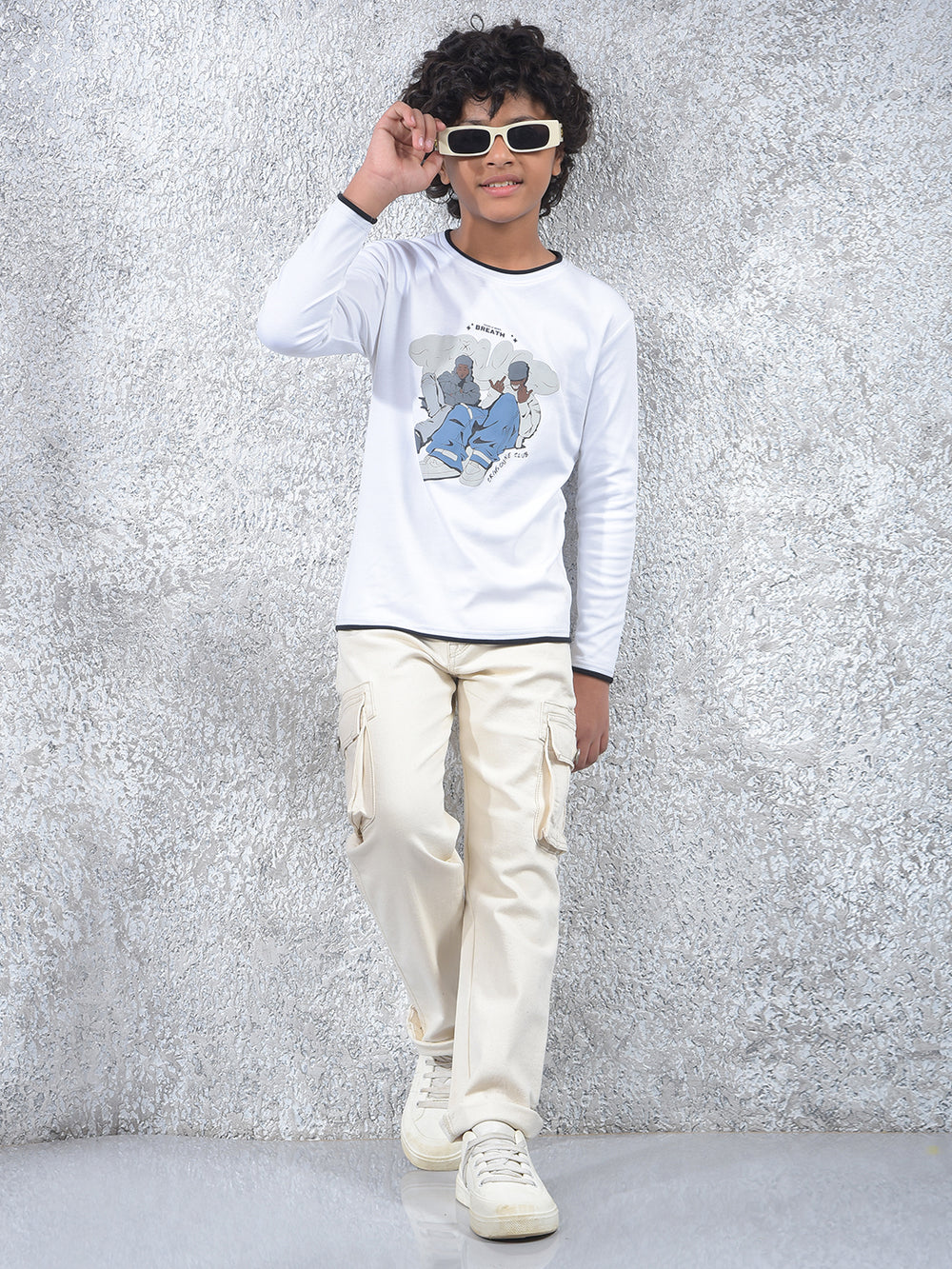 White Graphic Print 100% Cotton T-Shirt