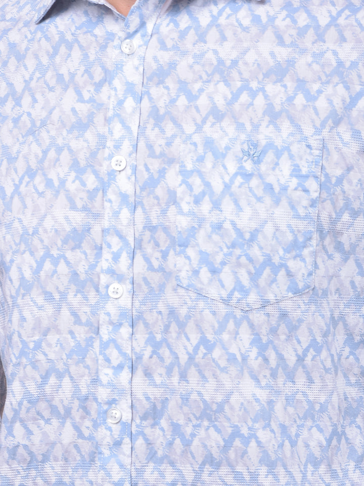 Blue Printed Linen Shirt