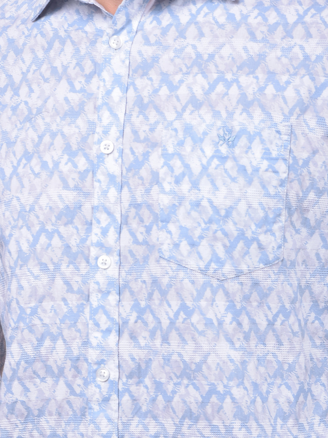 Blue Printed Linen Shirt