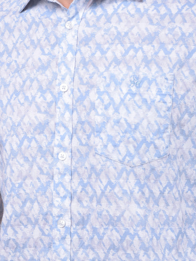 Blue Printed Linen Shirt