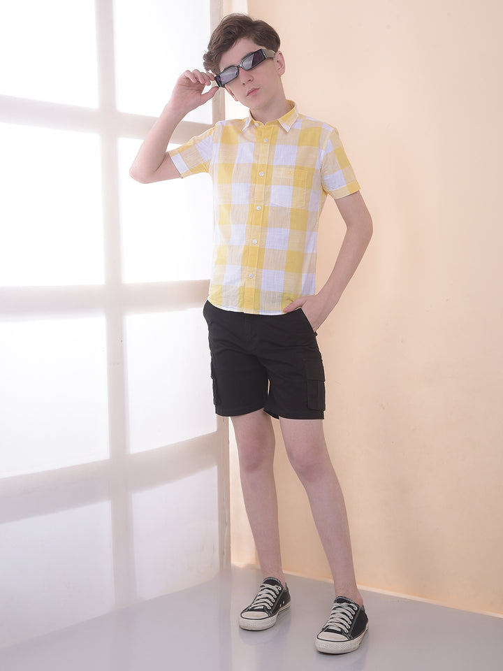 Yellow 100% Cotton Checked Shirt