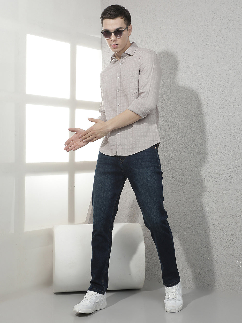 Grey Jacquard 100% Cotton Shirt