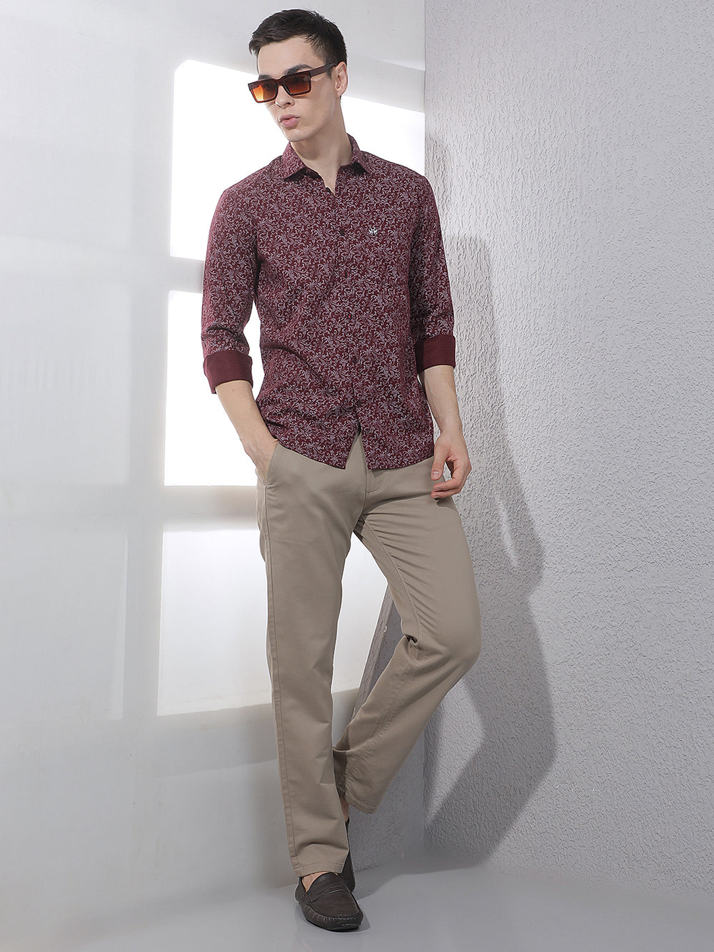 Wine Paisley Print Shirt