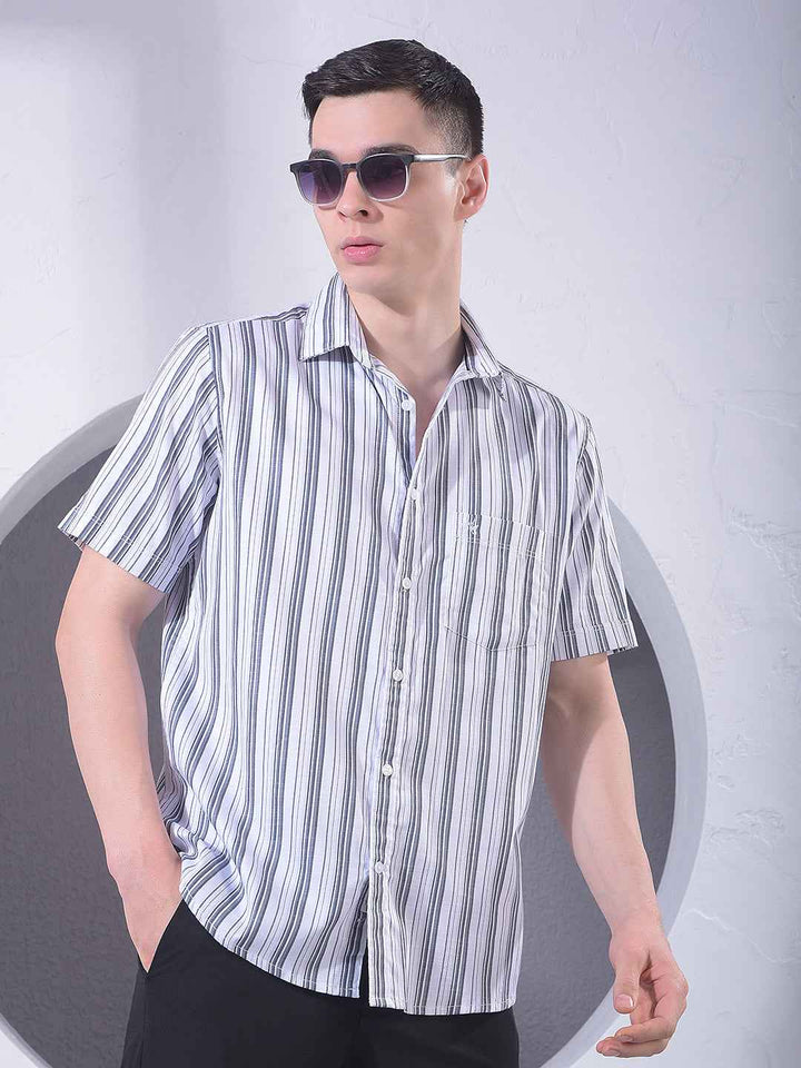 Grey Vertical Striped Shirt