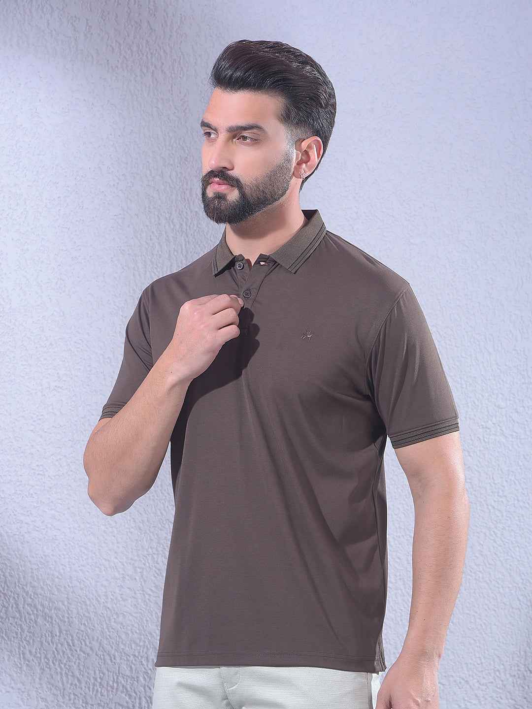 Brown Polo Neck T-Shirt