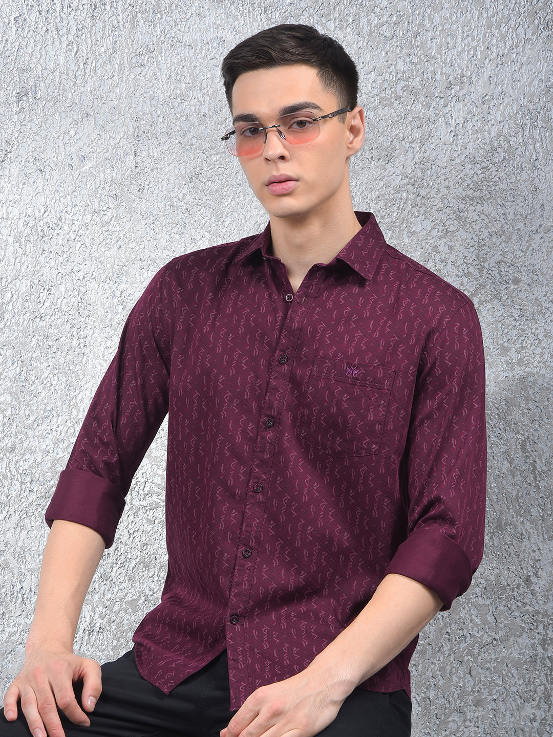 Maroon Printed Shirt