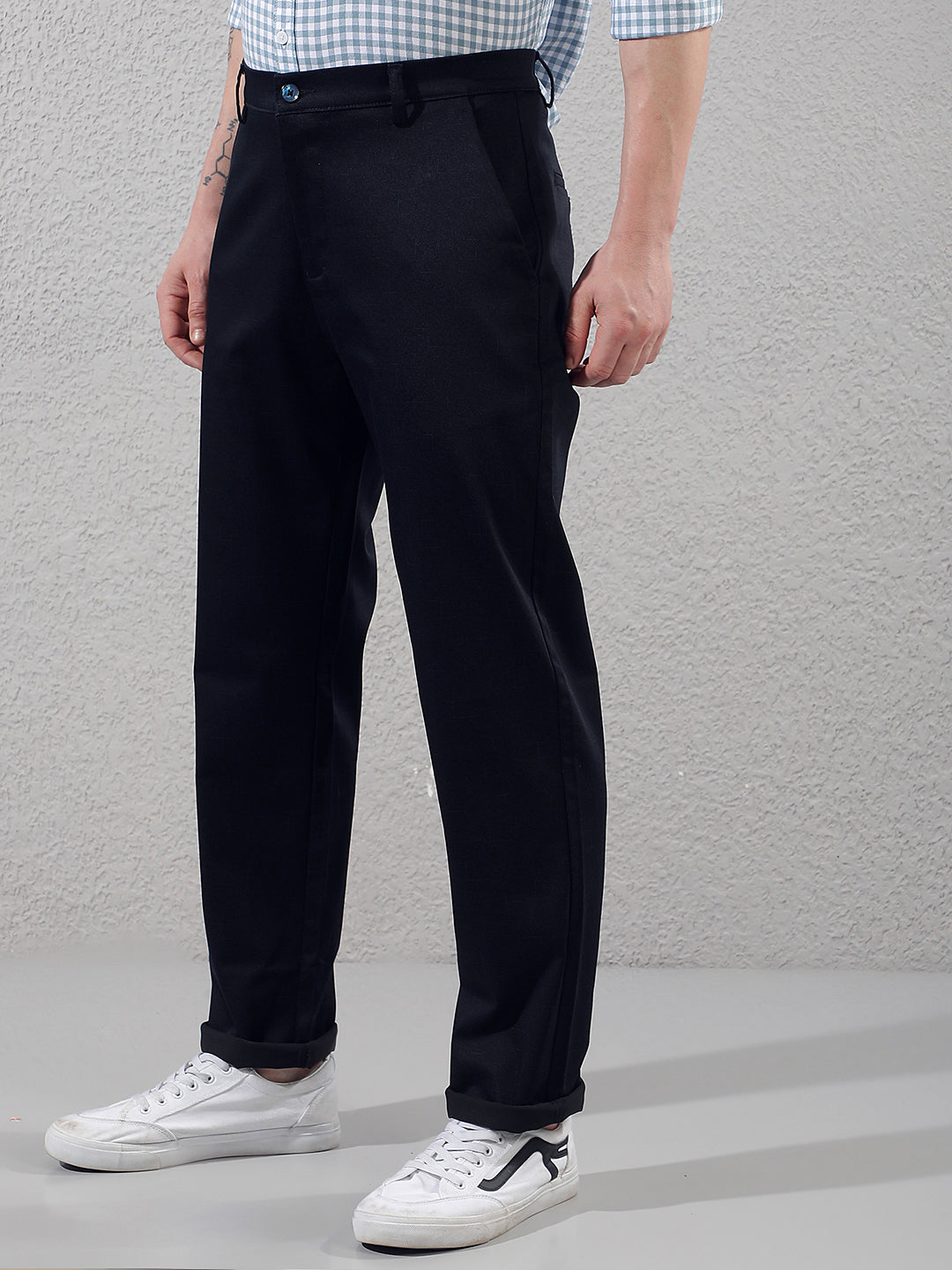 Navy Blue Printed Trousers
