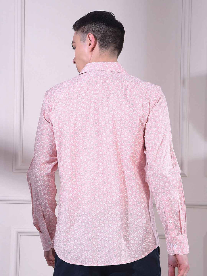 Peach Floral Print Shirt