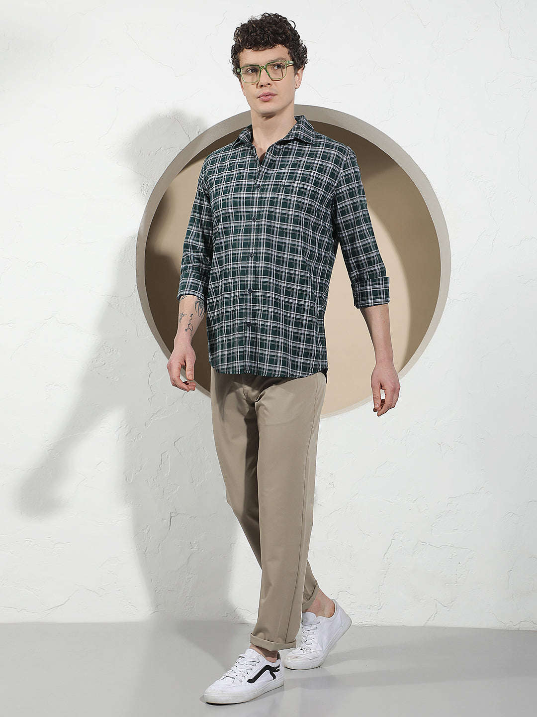 Green Checked 100% Cotton Shirt