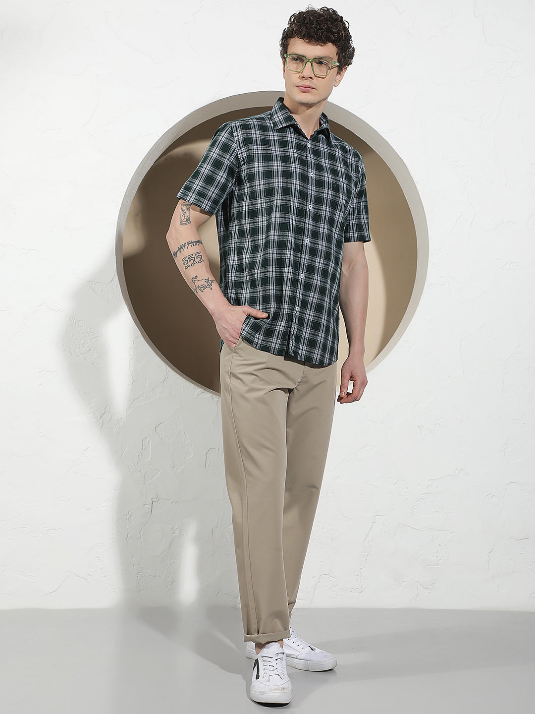 Green Checked 100% Cotton Shirt