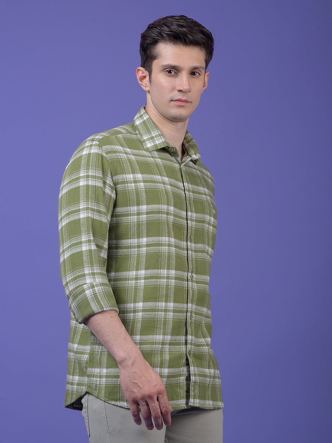 Green Checked 100% Cotton Shirt