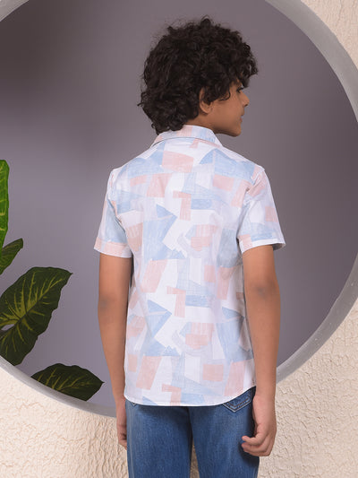 Peach Printed Shirt & Tee Set Layered Look
