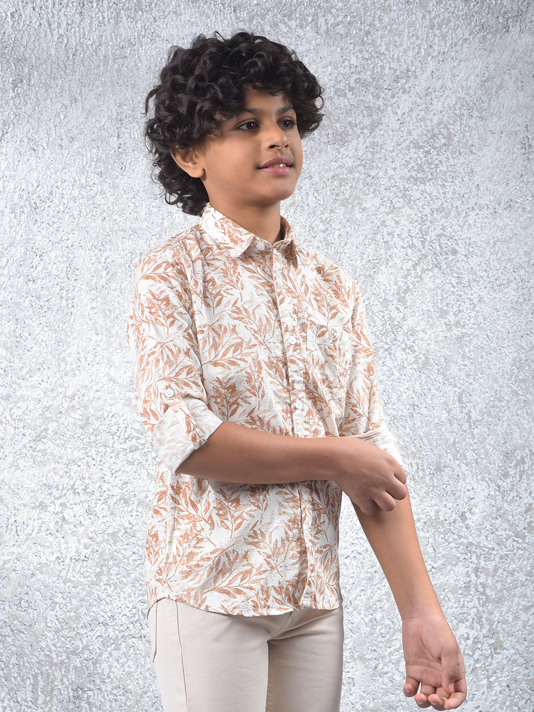Brown Floral Print 100% Cotton Kurta