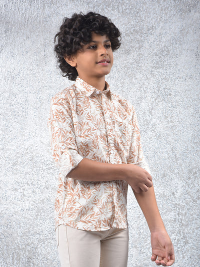 Brown Floral Print 100% Cotton Kurta