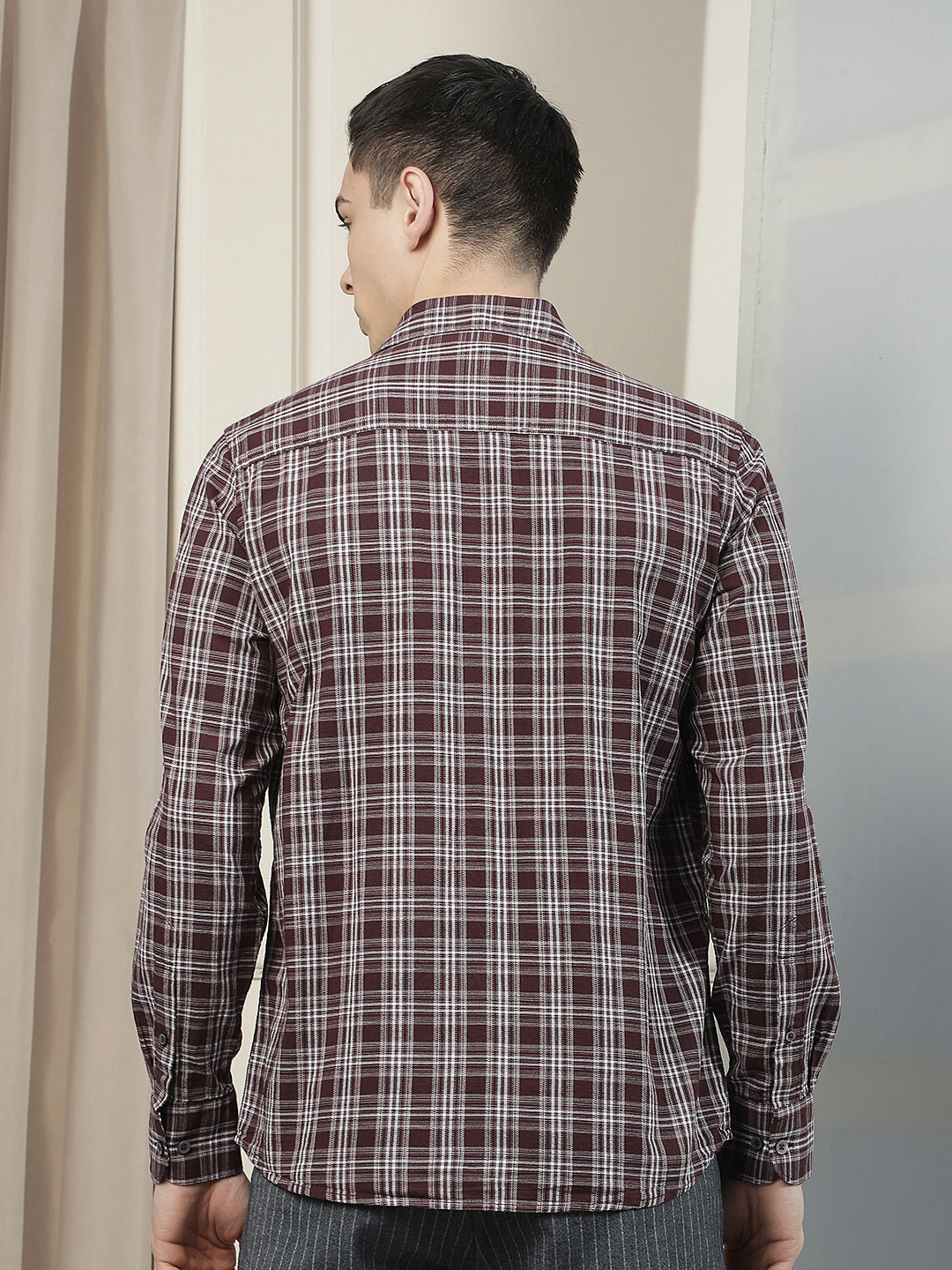 Purple Checked 100% Cotton Shirt