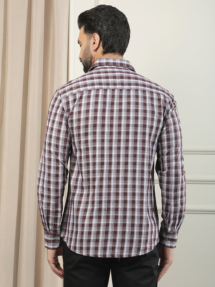 Purple Checked 100% Cotton Shirt