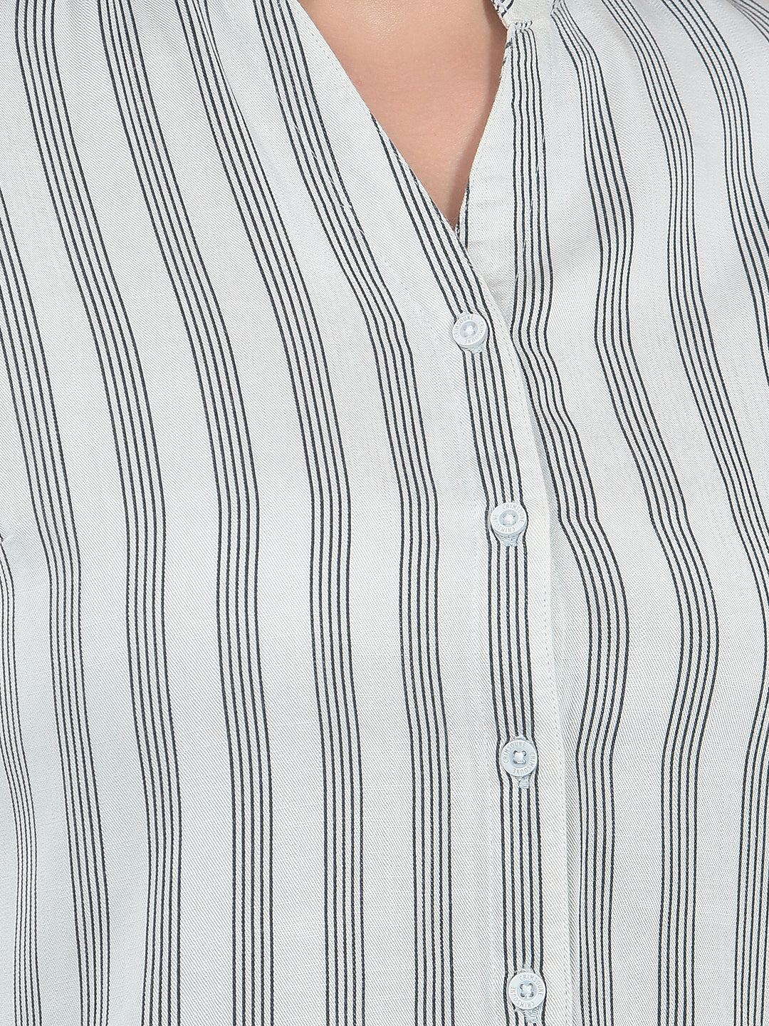 Striped White V-Neck Shirt
