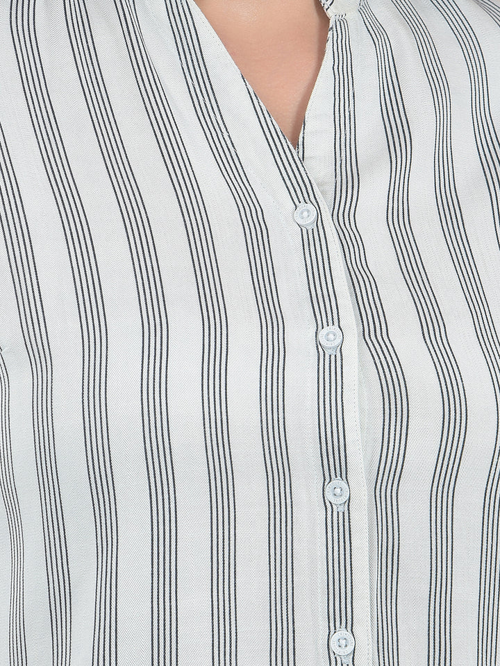 Striped White V-Neck Shirt