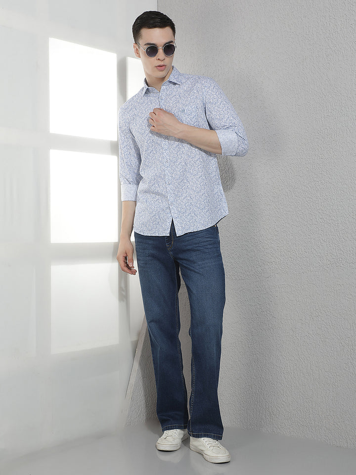 Blue Floral Print Shirt