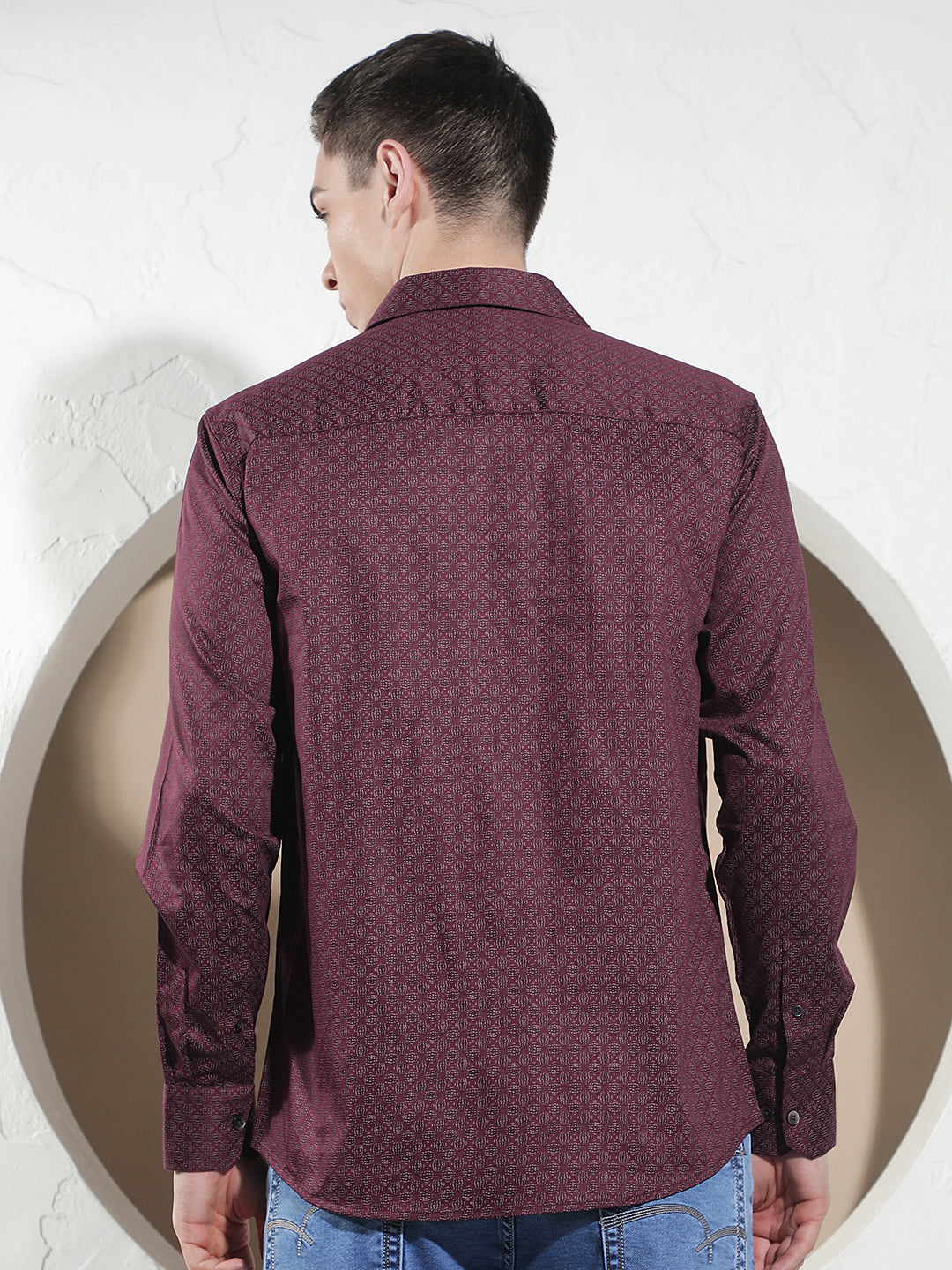 Luxe Deep Maroon Printed Shirt