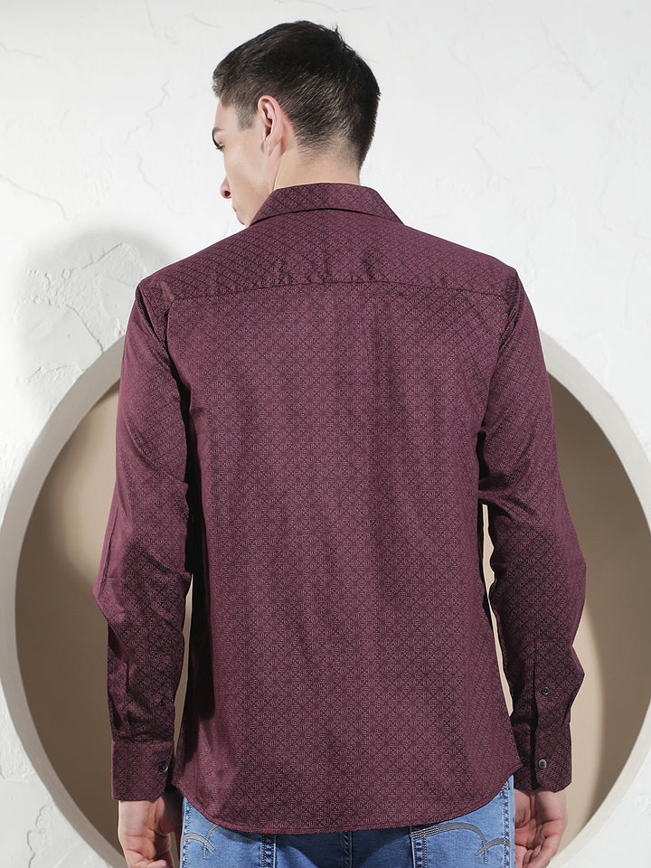 Luxe Deep Maroon Printed Shirt