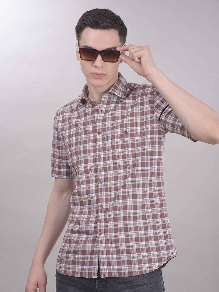 100% Cotton Brown Checked Shirt