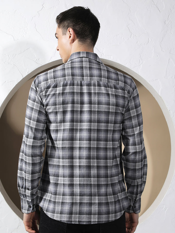 Grey Checked 100% Cotton Shirt