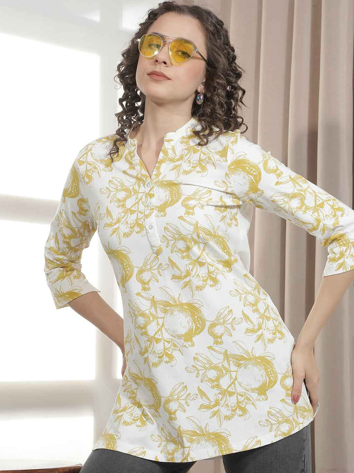 Yellow Floral Printed Kurta