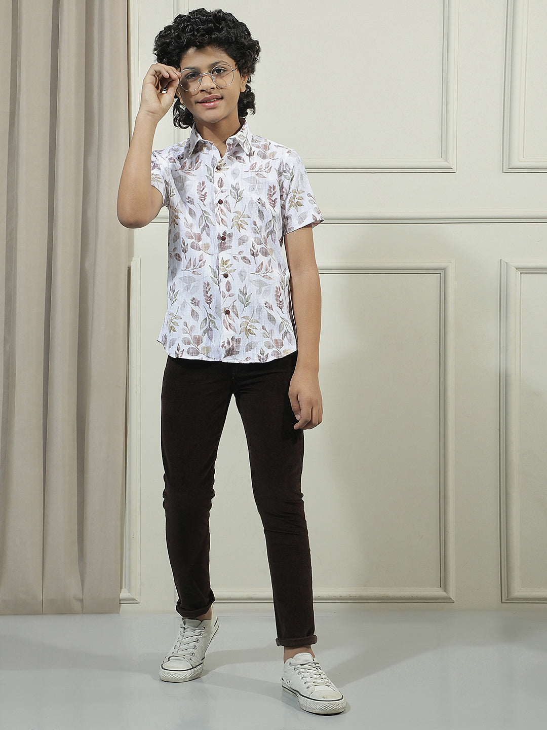 Beige Tropical Printed Shirt