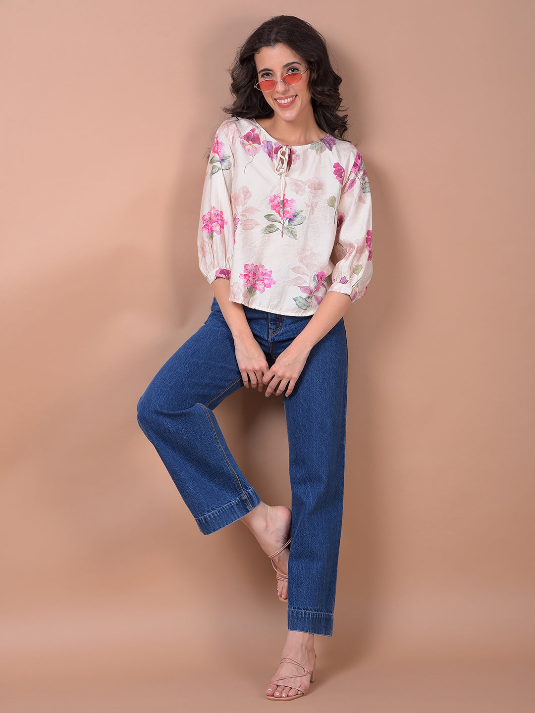 Pink Floral Print Top