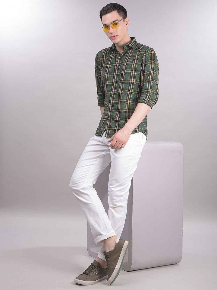 Green Checked 100% Cotton Shirt
