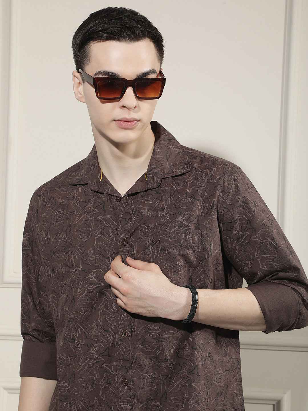 Brown Floral Print Shirt