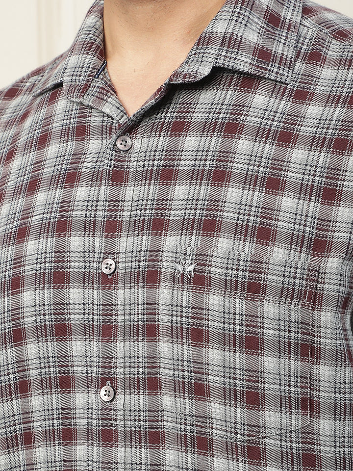 Purple Checked 100% Cotton Shirt