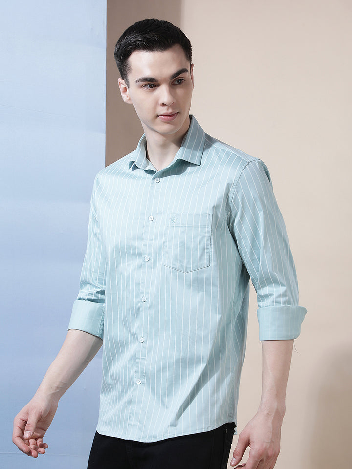 Green Vertical Stripes Shirt