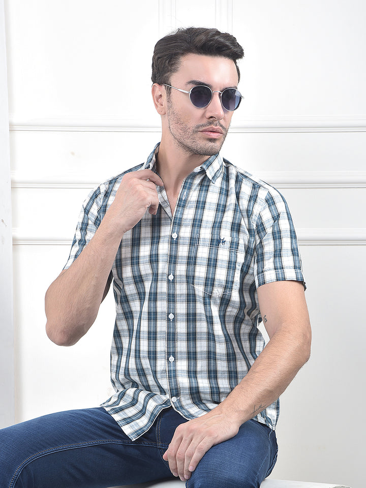 Blue Checked 100% Cotton Shirt
