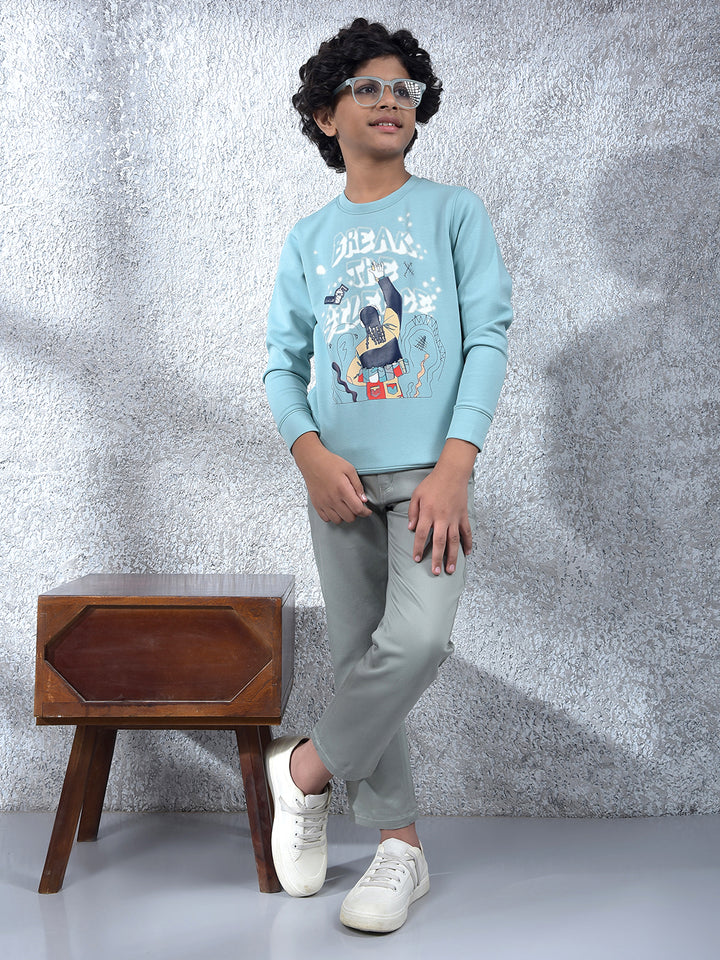 Blue Graphic Print Sweatshirt