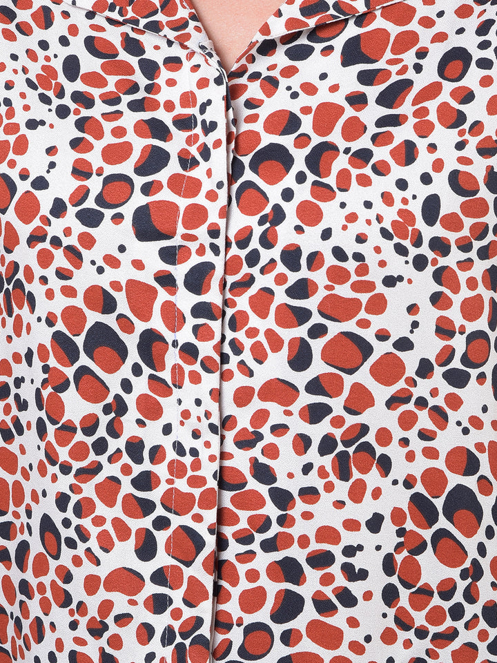 Maroon Printed V-Neck Shirt