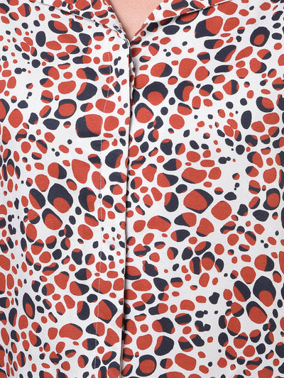 Maroon Printed V-Neck Shirt