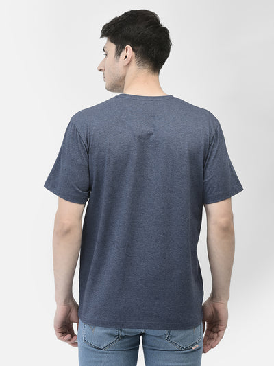 Blue Typographic Print T-Shirt