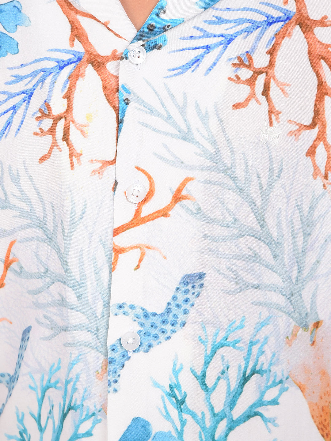 Peach Printed Resort-Collar Shirt